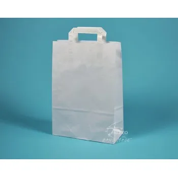 Nákupní taška papírová taška EKO 26x14x32 bílá s plochým uchem, Karton 1 karton (300 ks)