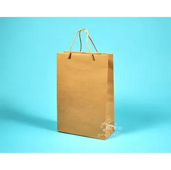 Nákupní taška papírová taška JOSEFÍNA 22x9,5x33 hnědý recyklovaný, Karton 1 taška