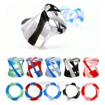 Módní doplněk Steel Edge plugy do ucha UMG Velikost - barva: 8mm - červeno/bílá