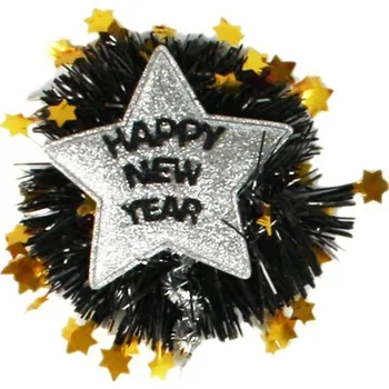 Karnevalový doplněk Zábavky Brož happy new year stříbrná