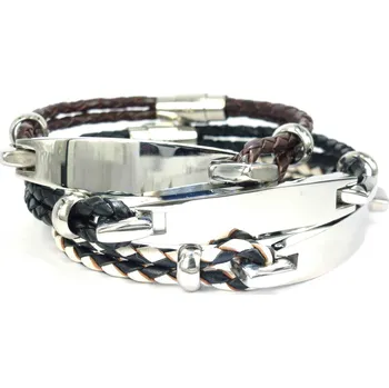 Náramek Bandito Pánský kožený náramek 017 Barva: Černo-bílá