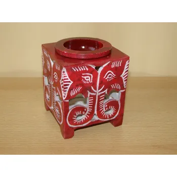 Aroma lampa Aromalampa čtvercová - mastek - červená - kvm32