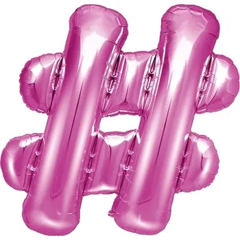 PartyDeco Balónek foliový - Hashtag růžový