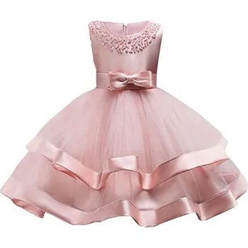 Dámské šaty Čína Lesklé šaty s mašlí a lemovkou Věk: 7T, Barva: Růžová