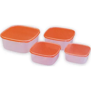 Dóza na potraviny KOZÁČEK Dóza sada MV 4ks 0,9/1,2/2/3L čtverec s víčkem, mix barev