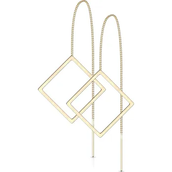 Náušnice Šperky4U Provlékací ocelové náušnice čtverce - OPN1659-GD