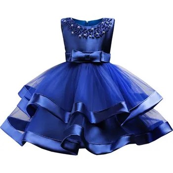 Dámské šaty Čína Lesklé šaty s mašlí a lemovkou Věk: 6T, Barva: modrá