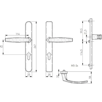 Dveřní kování ROTO Klika-klika VICTORY úzký štítek 25 mm Barva: Bílá RAL 9016 + hnědá RAL 8019