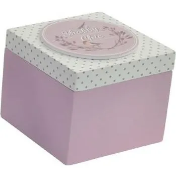 Dřevěná krabička vintage 12x12x10 cm - růžová