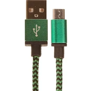 CELLFISH USB-A / micro USB 1m opletený zelený kabelSleva 15% na organizér kabelů