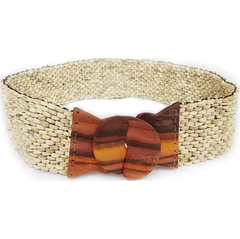 Opasek Kokosový pásek s ebenovou přezkou béžový