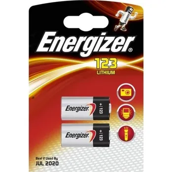 Baterie Energizer CR123, CR123A, CR17345, DL123A, EL123AP, K123LA, 3V, 1300mah, blistr 2ks