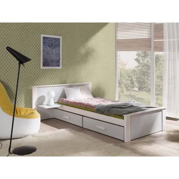 MebloBed Postel s úložným prostorem Alldo šedá 90x200 cm (Š 149 cm, D 210 cm, V 72 (41) cm), noční stolek vpravo, bez matrací