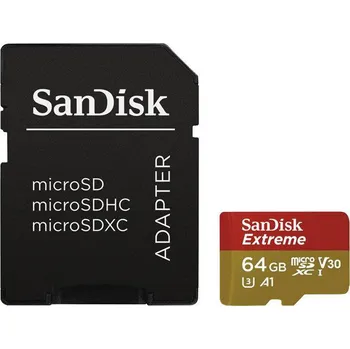 Paměťová karta Sandisk Extreme microSDXC 64 GB UHS-I U3 + adapter (SDSQXA2-064G-GN6AA)