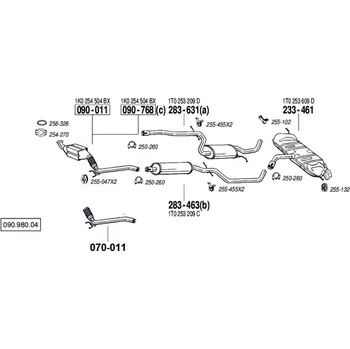 Střední díl výfuku střední tlumič od 11/04 Bosal 283-631