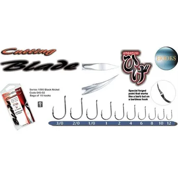Rybářský háček AWA-SHIMA Háčky Cutting Blade 1095 - 10 ks bez protihrotu Velikost háčků: 6