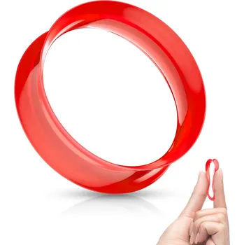 Piercing Šperky4U Silikonový tunel do ucha tenkostěnný - červený - TN01124R-04