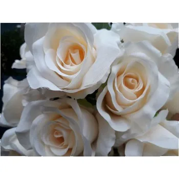 umělá květina Růže hort. kytice, 6 barev, Barva krémová R103