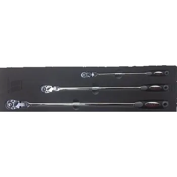 Gola sada Sada ráčen 1/2", 3/8", 1/4", s výkyvnou hlavou, extra dlouhé 300-580 mm, 72 zubů, 3 ks, Welzh (Welzh Werkzeug)