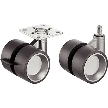 Nábytkové kování Nábytkové kolečko, nosnost do 80 kg zavitový kolík, brzda, v barvě hliníku
