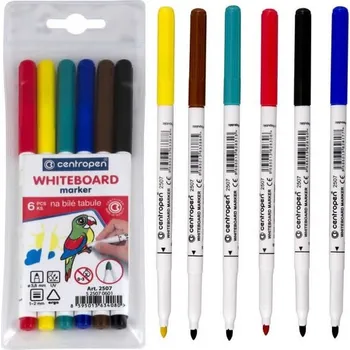 Popisovače 1-2 mm na bílé tabule Sada 6 ks popisovačů fixy Centropen 2507 fix popisovač žlutý hnědý fixa žlutá hnědá žluté hnědé