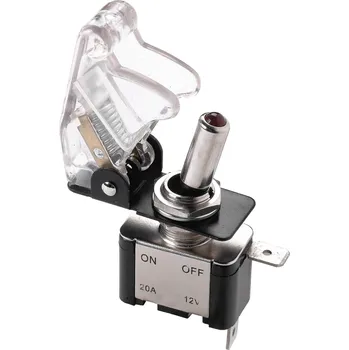 vypínač Vypínač s krytem ON/OFF průhledný kryt červená led