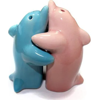 AWGifts Solnička a pepřenka - Objimající se delfíni - růžová a modrá