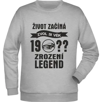 Pánská mikina TUKAN AGENCY Pánská mikina Zrození legend 19?? auto Barva: Šedý melír, Velikost: L