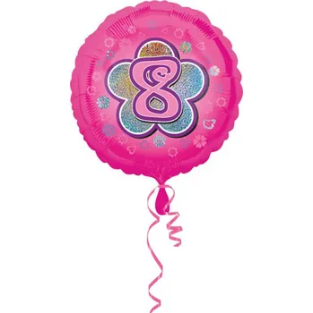 Balónek Fóliový balonek č. 8 - růžový, kulatý, 43 cm