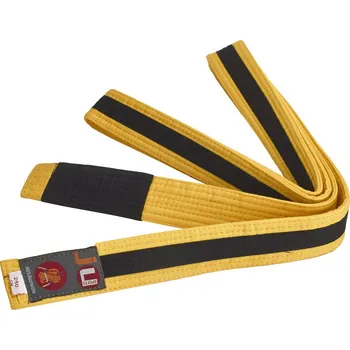 Bojový sport JU-SPORTS BRAZILIAN JIU JITSU dětský pás žluto-černá Barva: BJJ žlutá-černý pruh, Délka: 240