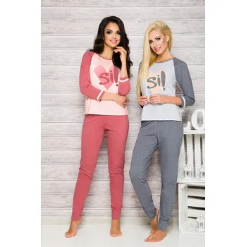 Dámské pyžamo Taro, dámské pyžamo 2118-Hana. dlouhý rukáv, vínová, vel. S