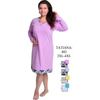 Dámská noční košile Taro, dámská noční košile 482-Tatiana, dl.rukáv, růžová, vel. 3XL