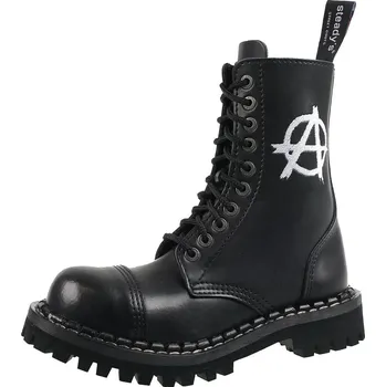 Pánská zimní obuv boty kožené unisex - 10 dírkové - STEADY´S - STE/10/H_Anarchy white - 36