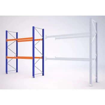 Dílenský regál Paletový regál, základní, 336,6 x 180 x 110 cm, 6 000 kg, zem + 2 patra, modrý