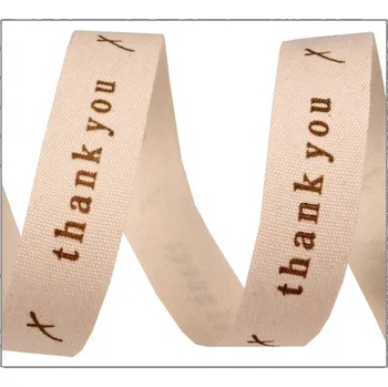 Stuha Bavlněná stuha s potiskem - Thank you - 15mm/ 3 m
