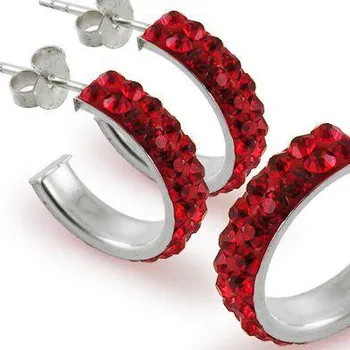 Náušnice Piercingate Náušnice s krytaly (stříbro 925/1000) NAU00608 - Materiál: Stříbro, Ryzost: 925/1000, Barva/Motiv: Červená