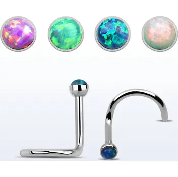 Šperk Piercingate Piercing do nosu s kamínkem PNO00233 - Barva/Motiv: Čirá, Průměr tyčky: 0,8 mm