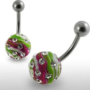 Piercing Piercingate Piercing se stříbrnou kuličkou a příslušenstvím s krystaly PBSW00041