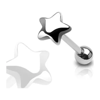 Piercing Piercingate Piercing do jazyka - hvězdička PCI00317 - Délka tyčky: 16 mm, Kuličky: 3 mm, Průměr tyčky: 1,6 mm