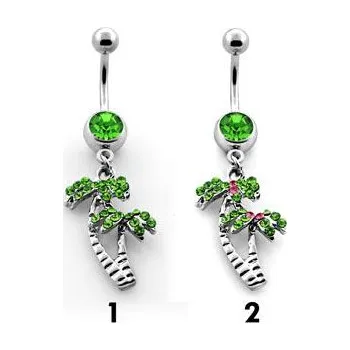 Piercing Piercingate Piercing do pupíku - palmy PBV00464 - Barva/Motiv: Zelená