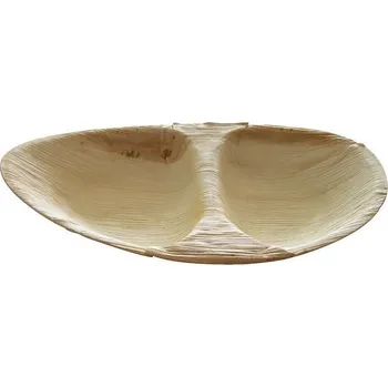 Jednorázové nádobí Bio produkty EKO talíř oválný 2-dílný z palmových listů (cena za 25ks)