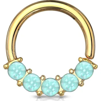 Piercing Šperky4U Zlacený piercing kruh s modrými kameny 1,0 x 10 mm - K01052-GDB