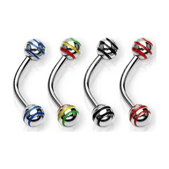 Piercing Piercingate Piercing do obočí POB00165 - Barva/Motiv: Modrá, Délka tyčky: 8 mm, Kuličky: 4 mm, Průměr tyčky: 1,2 mm