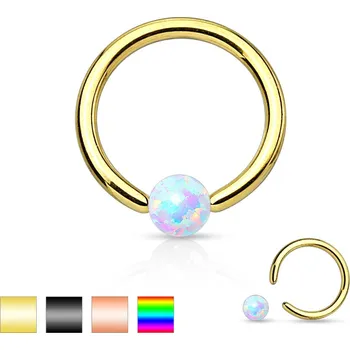 Piercing Piercingate Kruh s kuličkou PKR00075 - Další rozměry: Kulička 3 mm, Barva/Motiv: Černá, Průměr kroužku: 8 mm, Průměr tyčky: 1,2 mm