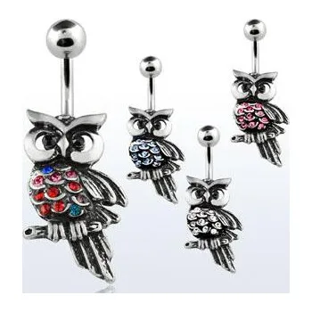 Piercing Piercingate Banánek se sovou, s kamínky PBP00228 - Barva/Motiv: Čirá