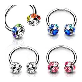 Piercing Piercingate Podkova s kuličkami s krystaly PPO00056 - Barva/Motiv: Čirá