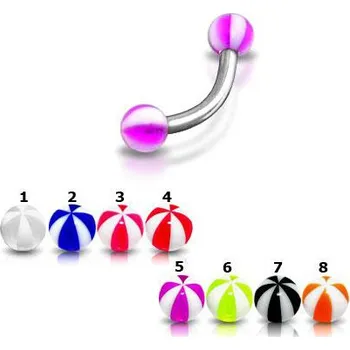 Piercing Piercingate Banánek s kuličkami POB00154 - Barva/Motiv: Bílá, Délka tyčky: 8 mm, Kuličky: 3 mm, Průměr tyčky: 1,2 mm