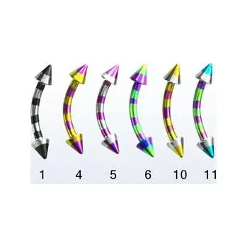 Piercing Piercingate Banánek s hroty anodizovaný POB00131 - Barva/Motiv: 1, Délka tyčky: 8 mm, Průměr tyčky: 1,2 mm