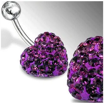 Piercing Piercingate Piercing Crystal srdce se stříbrnou kuličkou PBSW00011