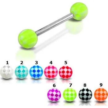 Piercing Piercingate Piercing do jazyka PCI00117 - Barva/Motiv: Tmavě modrá, Délka tyčky: 16 mm, Kuličky: 6 mm, Průměr tyčky: 1,6 mm